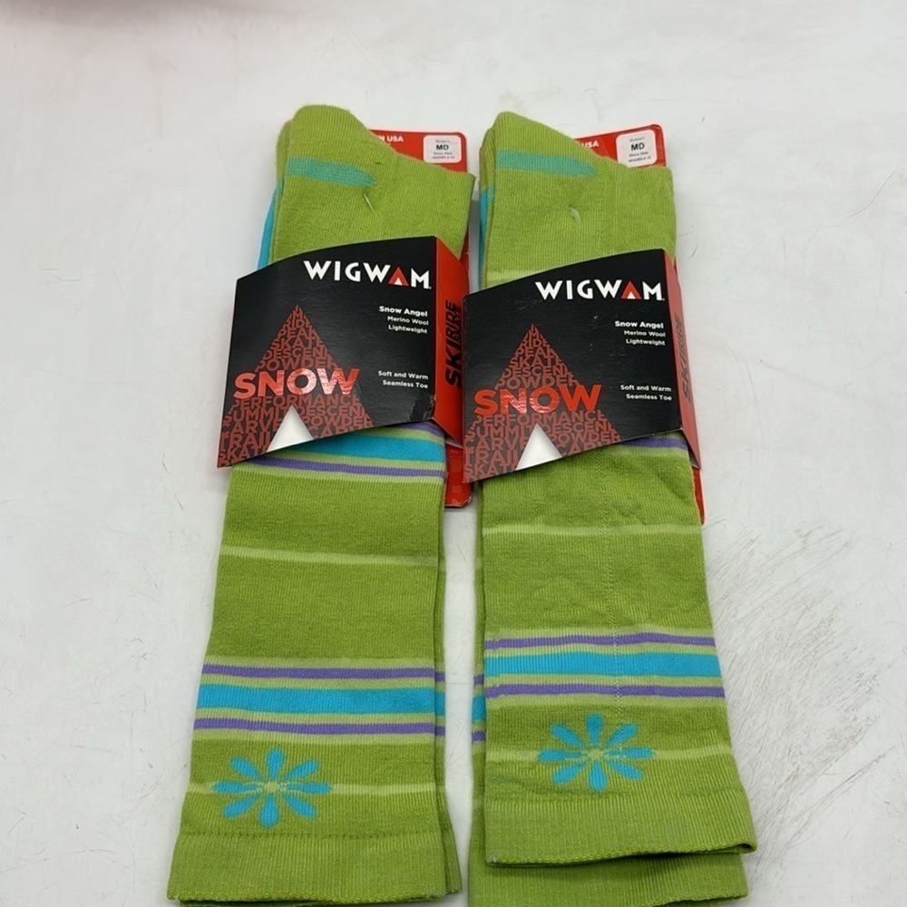 Wigwam NWT Light Green Blue Lightweight Marino Wool Tall Kneehigh Socks Medium